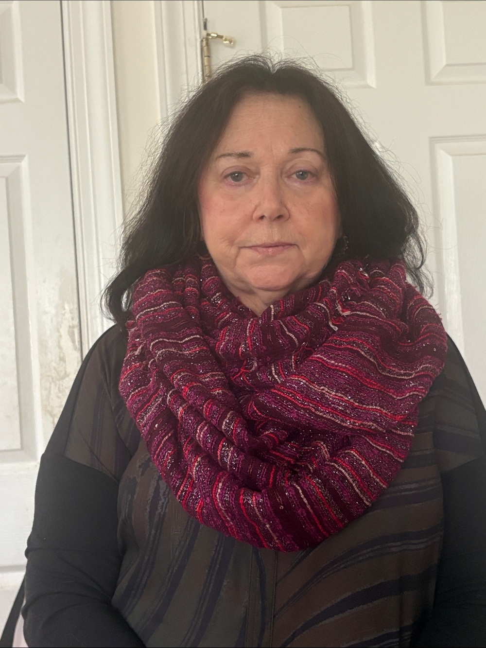 Delicate Ribbed Infinity Scarf in Berry